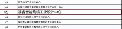 视睿智能终端工业设计中心首次登榜国家级工业设计中心名单
