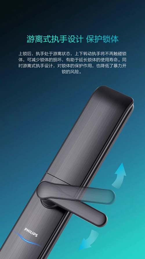 飞利浦智能锁:双平面轴承设计,20万次执手寿命测试,探求更舒适的生活方式