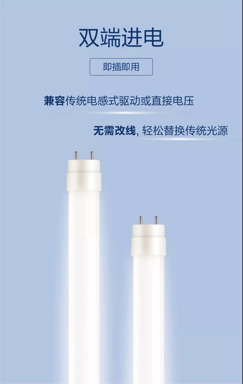 新品丨飞利浦全新经济型双端进电LED T8灯管:无需改线,即插即用